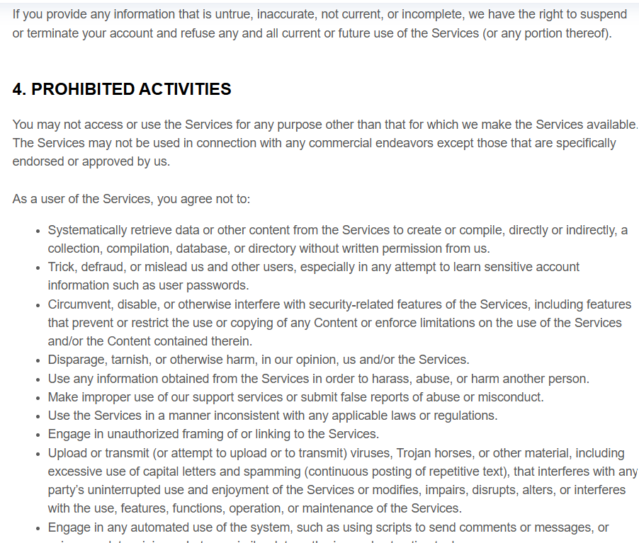 Terms and conditions page 6